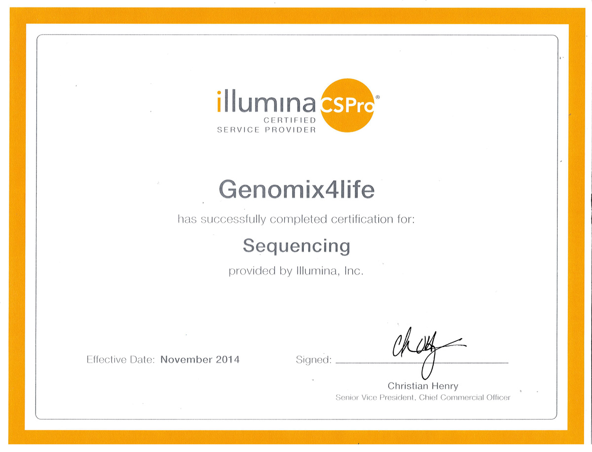 Genomix4Life Certificazione ISO